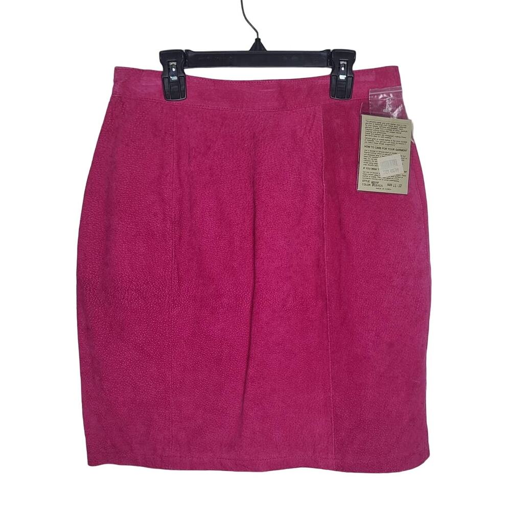 NWT Vintage Global Identity fuschia pink leather skirt - 11 / 12 see measurement